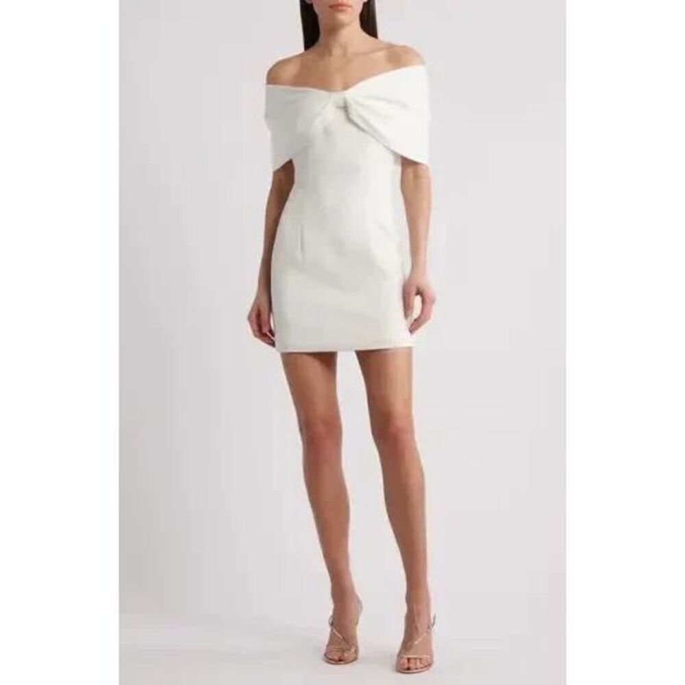 New Sonya Moda White Belluno Off the Shoulder Minidress Size Medium $348